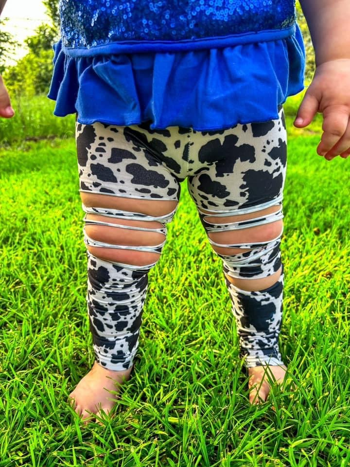 Cowprint shredded leggings PREORDER